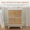 COZAYH 2-Drawer Farmhouse Bedroom Nightstand w/ Rustic Wood Ring Pattern, White - 4 of 4