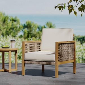Christopher Knight Home Zelda Outdoor Acacia Wood and Wicker Club Chair - 1 of 4