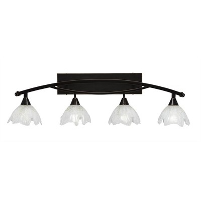 Toltec Lighting Bow 4 - Light Vanity in  Black Copper with 7" Gold Ice Shade