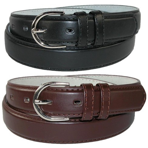 Ctm Women's Leather 1 1/8 Inch Dress Belt (pack Of 2 Colors), Large, Black  And Brown : Target