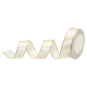 Unique Bargains Double Face Wide Satin Ribbon with Gold Edges for Wedding Bouquet - 1 of 4