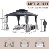 12x16 Ft Hardtop Gazebo with Double Roof, Aluminum Frame, Curtains & Netting, Drainage System, Wind-Resistant Design-Coolbibila - 4 of 4