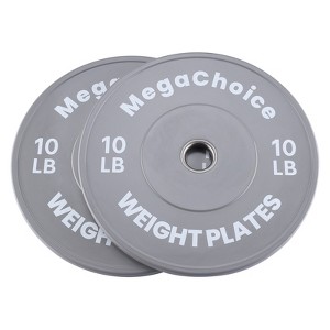 Bumper Weight Plate Set, 2 Inch Rubber Coated Grip Plate for Barbell, Steel Barbell Weight Plate for Strength Training Weightlifting, Grey 2 x10 LB - 1 of 4