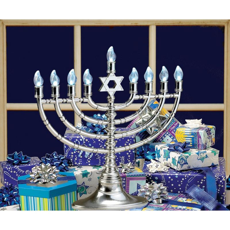 Rite Lite 11.5" Traditional Style LED Electric Hanukkah Menorah - Silver, 3 of 6