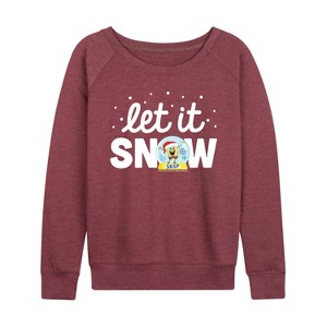 Women's - SpongeBob SquarePants - Let It Snow Lightweight French Terry Wide Neck Long Sleeve Shirt - 1 of 4