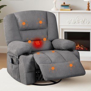 Massage Recliner Chair for Adults, 360¡ã Swivel Rocking Chair with Massage and Heating, Glider Recliner Chairs with Storage and Cup Holder - 1 of 4
