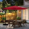 Costway 10 FT Solar Offset Hanging Umbrella with 96 Solar Multi-colored Flowing LED Lights Beige/Coffee/Gray/Navy/Red/Turquoise - 2 of 4