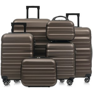 6/13pcs ABS Luggage Set, Lightweight Hardshell Suitcases with Dual Spinner Wheels, Carry-On+Check-In Sizes+Travel Bags -ModernLuxe - 1 of 4