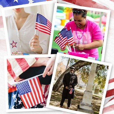 Patriotic Mini American Flags with Aluminum Poles, 12 Pack