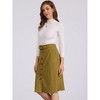 Allegra K Women's High Waist Solid Button Front A-Line Belted Corduroy Midi Skirt - 3 of 4
