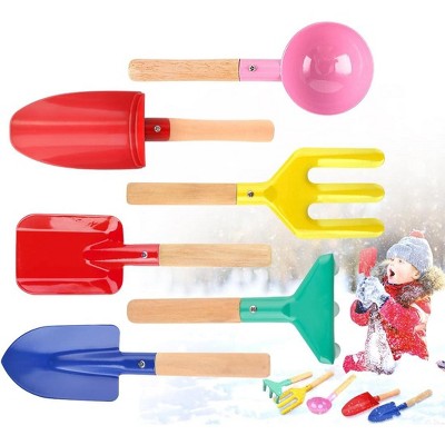 Probe Hues 6-Piece Kids Beach Tools Metal Wooden Handle Safe Gardening Set