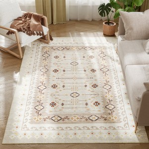 HOMCOM Machine Washable Area Rug 5x7, Non-Slip Boho Flannel Print Floor Cover Foldable Carpet for Living Room, Bedroom, Dining Room, Brown - 1 of 4
