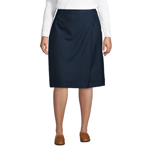 Lands End Women s Plus Solid A line Skirt Below the Knee 20W Classic Navy