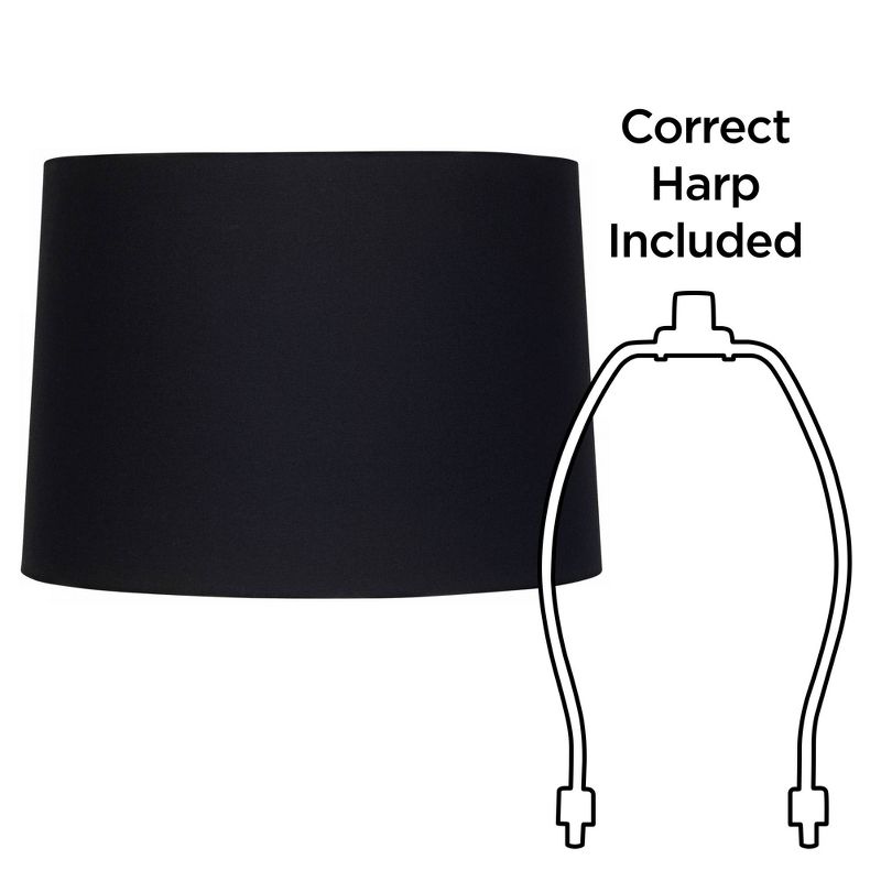 Springcrest Set of 2 Tapered Drum Lamp Shades Black Small 11" Top x 12" Bottom x 8.5" High Spider Replacement Harp Finial Fitting, 4 of 6