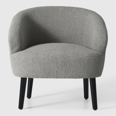WestinTrends Alexandria 29" Wide Mid Century Modern Faux Shearling Barrel Accent Arm Chair