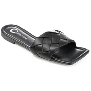Journee Collection Womens Cassay Tru Comfort Foam Slide Low Block Heel Sandals Black 6 - 1 of 4