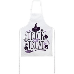 Trick or Treat Classic Halloween Icons White Fabric Apron - 1 of 1
