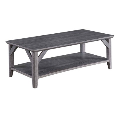 Winston Coffee Table Weathered Gray - Breighton Home: Rustic 2-Tier Design, Melamine Finish, Tapered Legs