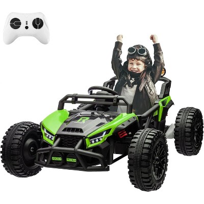24V Electric Car for Kids with Remote Control, Battery Powered Ride On Truck with LED Lights, MP3, 4 Wheeler Vehicle for Toddlers, Green