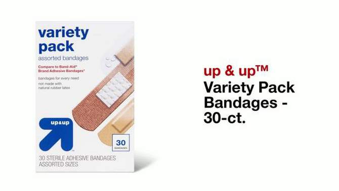 Variety Pack Bandages - 30ct - up &#38; up&#8482;, 2 of 8, play video