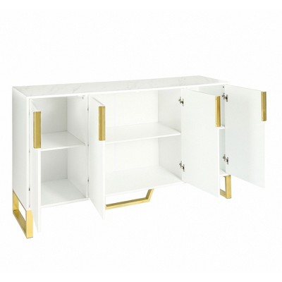 NicBex 60 Inch 4-Door Accent Storage Cabinet with Metal Handles and Adjustable Shelves for Living Room,Kitchen,Office,Hallway