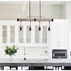 Farmhouse 4-Light Linear Pendant Light, Industrial Kitchen Island Chandelier with Wood and Black Metal - 3 of 4