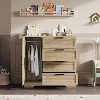 43.3'' Armoire Wardrobe Closet with 4 Drawers and Hanging Rod, Multifunctional Wood 4 Drawers Dresser with Storage Closet, for Home - 4 of 4