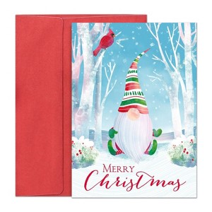 Masterpiece Studios Holiday Collection 16-Count Boxed Christmas Cards with Envelopes, 5.6" x 7.8", Woodland Gnome (977300) - 1 of 1