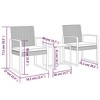 vidaXL 3 Piece Patio Dining Set - Dark Gray PP Rattan Outdoor Furniture with Cushions and Steel Frame, Modular Design for Personalized Configurations - 4 of 4