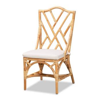 Sonia Rattan Chair Natural/White - bali & pari: Handmade, Comfort Cushion, No Assembly Required