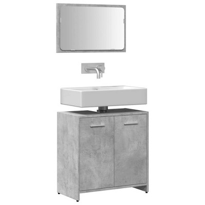 vidaXL Bathroom Cabinet With Mirror Concrete Grey Engineered Wood Medium