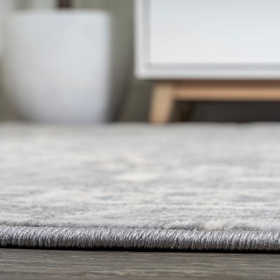 Light Gray/Ivory Synthetic Reversible Rectangular Runner Rug
