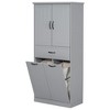 ORRD Bathroom Storage Cabinet with 2 Laundry Baskets, Drawer, and Doors, Compact Organizer for Home, Grey - 4 of 4
