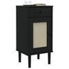 vidaXL Bedside Cabinet SENJA Rattan Look Black 15.7"x13.8"x31.5" Solid Wood Pine - 3 of 4