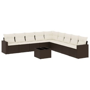 vidaXL Garden Sofa Set Brown PE Rattan Large Modular Garden Sofa Set - 1 of 4