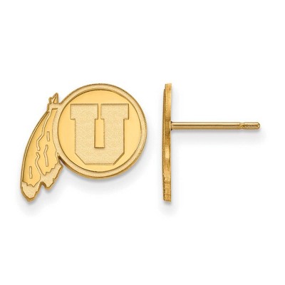 Black Bow Jewelry 14k Yellow Gold Utah Runnin Utes NCAA Post Earrings