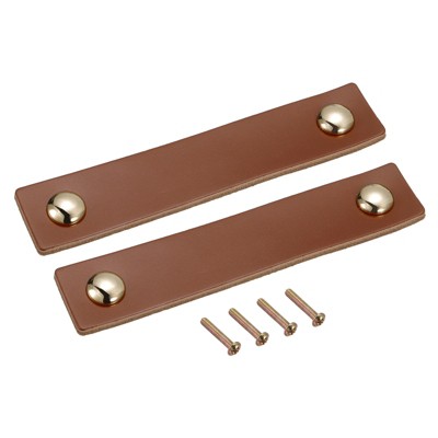 Unique Bargains Leather Door Drawer Cabinet Knobs and Pulls 2 Pcs