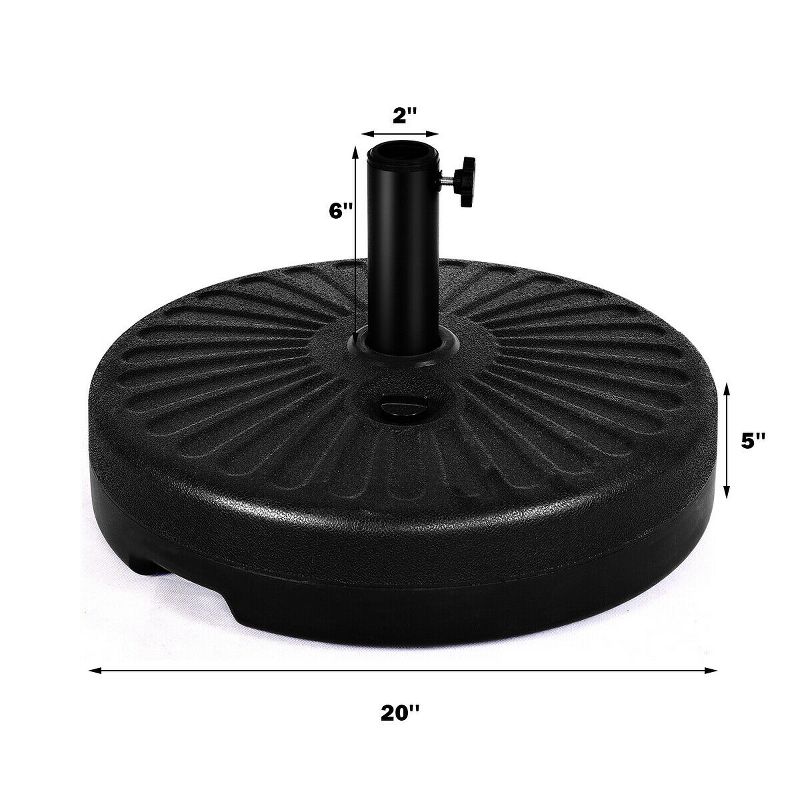 Costway 20'' Round 23L Water Filled Umbrella Base Stand Self-filled Patio Furniture Black, 2 of 10