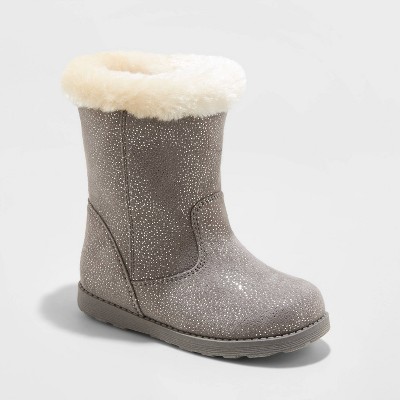 girls grey fur boots