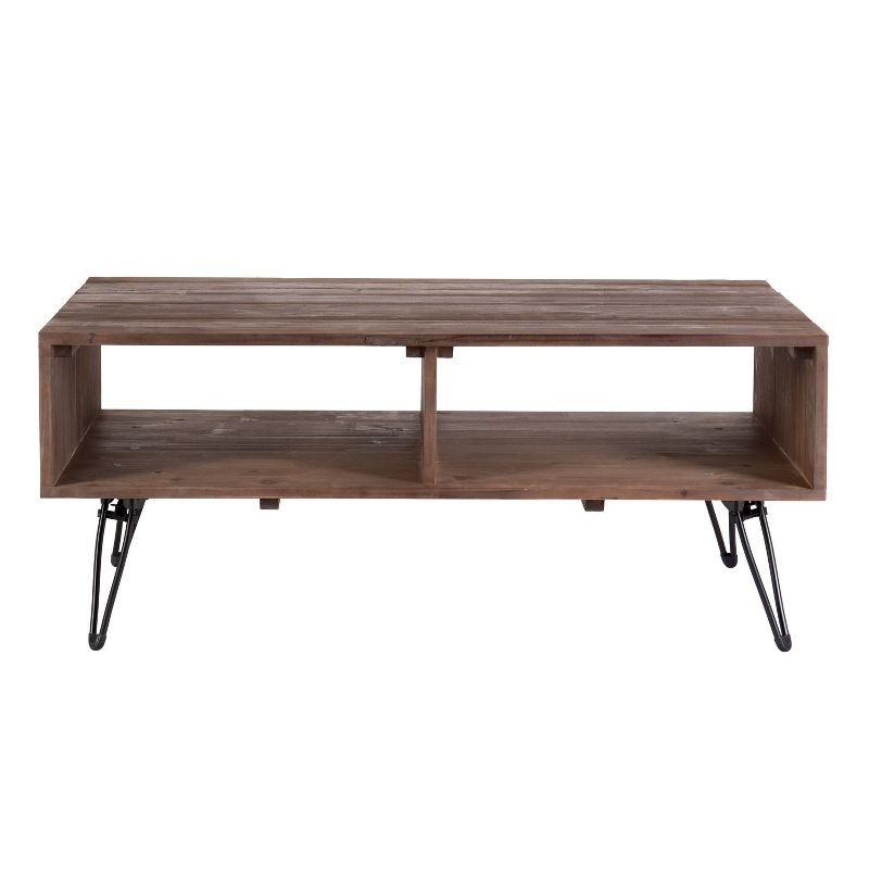 42&#34; Reclaimed Wood Rectangle Farmhouse Coffee Table with Metal Legs and Storage Natural/Brown - The Urban Port, 1 of 15
