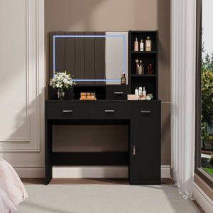 NicBex Vanity Desk with Mirror Dresser with Mirror, 40.9IN Dressing Table with 5 Large Drawer and Storage Cabinet for Bedroom - 1 of 4