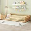 LOVMOR Twin Size Bed Floor Bed with Safety Guardrails and Door for Kids - 2 of 4
