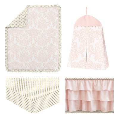 Blush Pink and White Microfiber Toddler Comforter Set