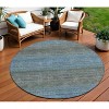 Blue And Taupe Geometric Washable Indoor Outdoor Area Rug - 2 of 4