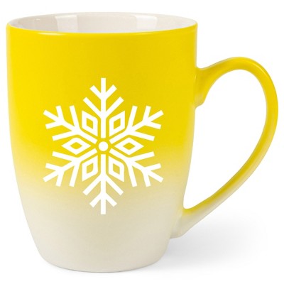 Elanze Designs N/A Two Toned Ombre Matte Yellow and White 12 ounce Ceramic Stoneware Coffee Cup Mug