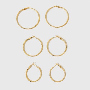 Anna-Kaci Women's Gold Textured Hoop Earrings for Versatile Styling - 1 of 3