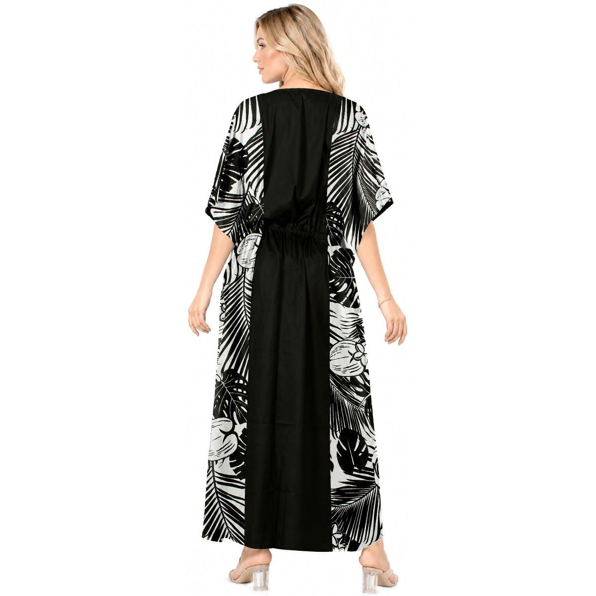 LA LEELA Summer Rayon Blend Women Caftan Dress Resortwear Vacation Holiday Cruise Pregnancy Wear Relaxed Fit Travel Style 2X-3X Black Tie Dye - thumbnail 2