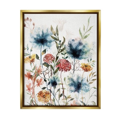 Stupell Industries Modern Flowers Dahlia Blooms Framed Floater Canvas Wall Art
