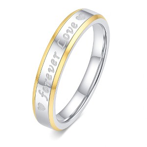 Forever Love 4 mm or 6mm Wedding Band Ring for Men or Women Two Tone Stainless Steel Ginger Lyne Collection - 1 of 4