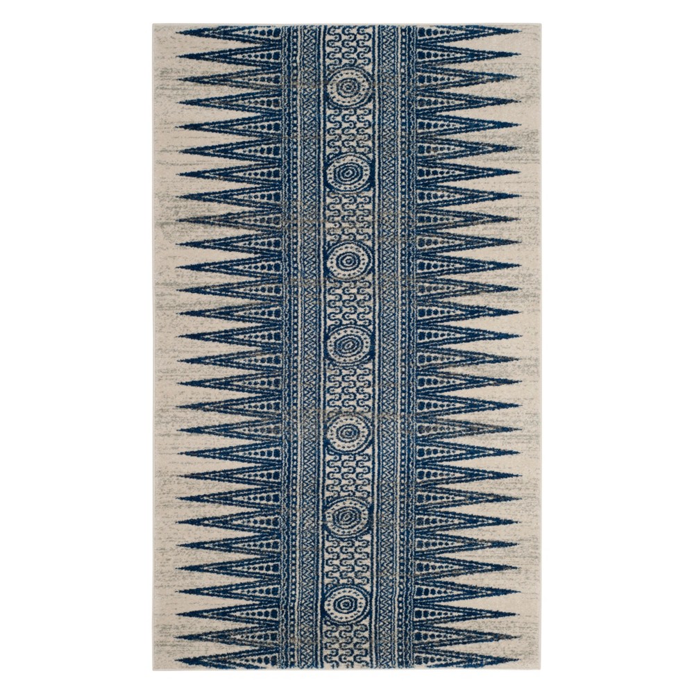 3'x5' Geometric Design Loomed Accent Rug Ivory/Blue - Safavieh